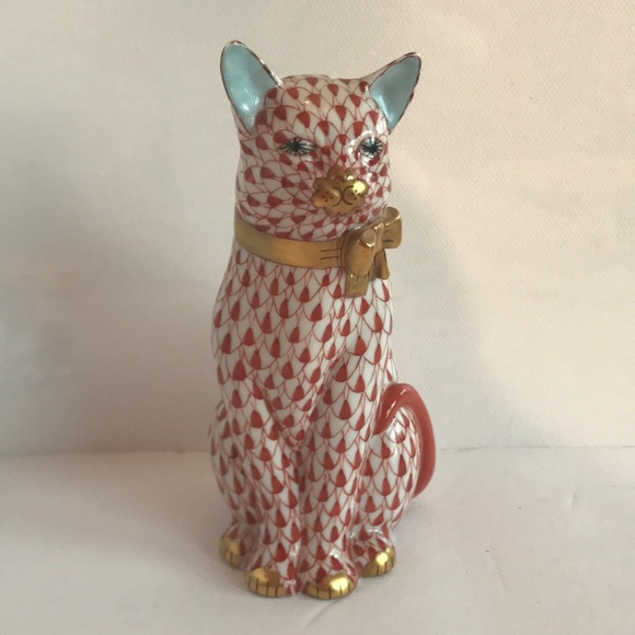 Herend Art Herend Porcelain Cat With Bow Poshmark